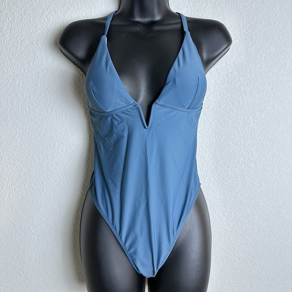 Cupshe Deep V-Wire Cross Back Cheeky Swimsuit Women's Size Medium | NEW
